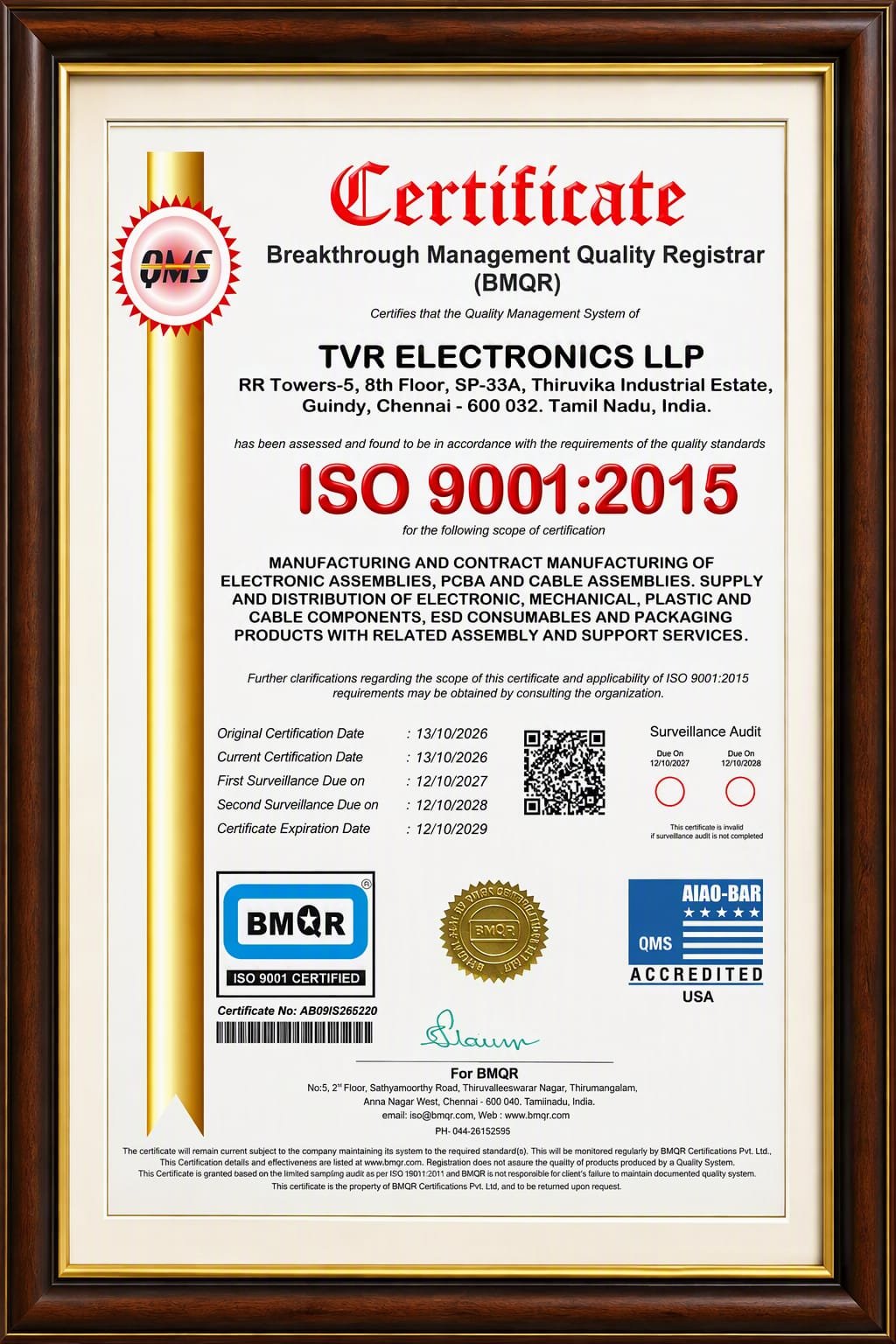 ISO 9001:2015 certificate