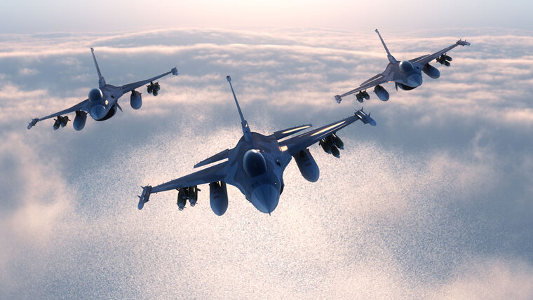 Aircraft flying above the clouds