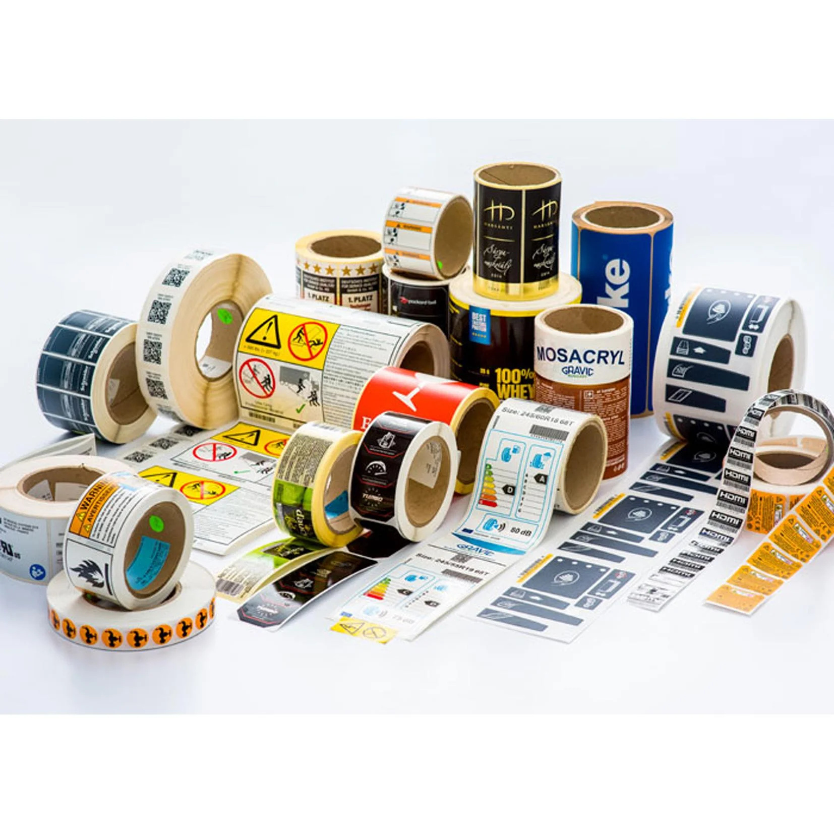 Printed product labels for product identification and packaging