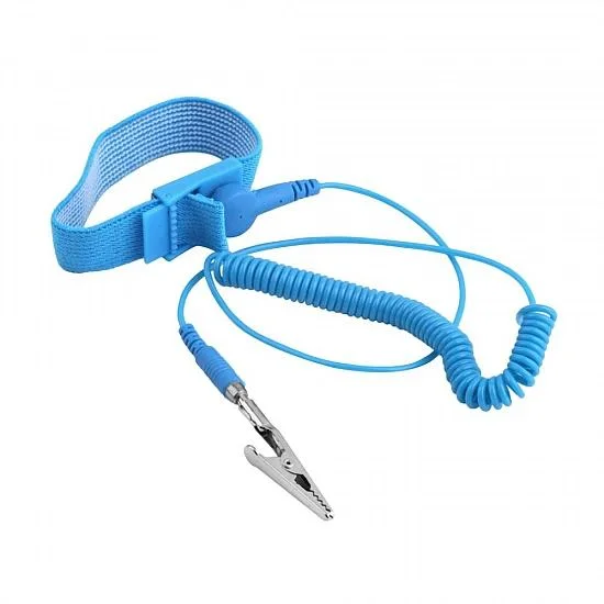 ESD wrist strap and electronics workstation